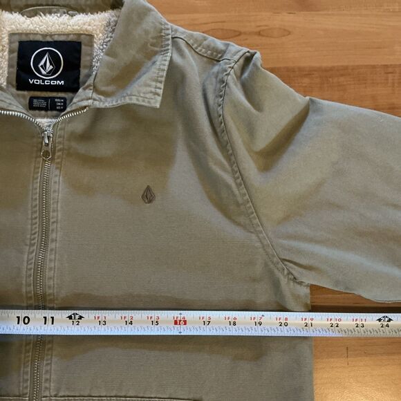 Volcom Tan Sherpa Lined Jacket Men’s‎ Size M Fleece Trucker Style “True To This" - Picture 6 of 13